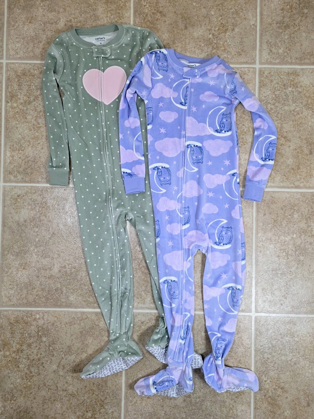 Carter’s 4T Footed Pajama Bundle EUC Owl Moon Heart